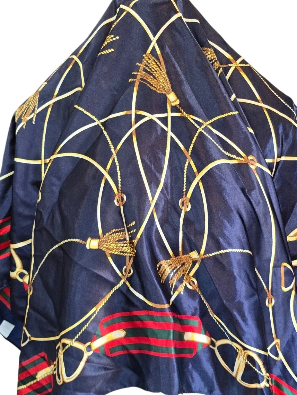 Equestrian Pattern Navy Blue Red Gold  Square Fashion Scarf